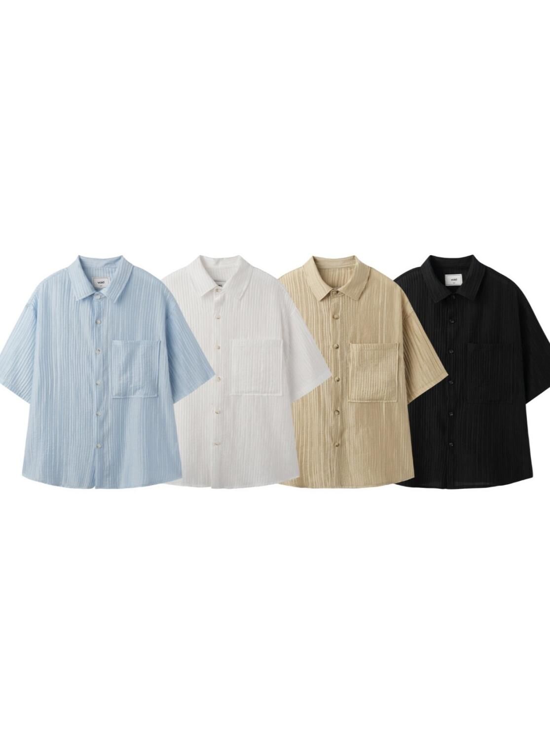 淨色直紋短袖恤衫 VOID-105S