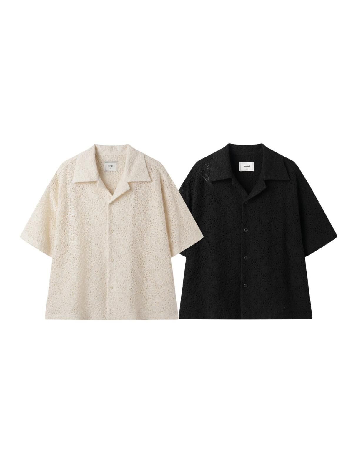 淨色網花紋短袖恤衫 VOID-107S