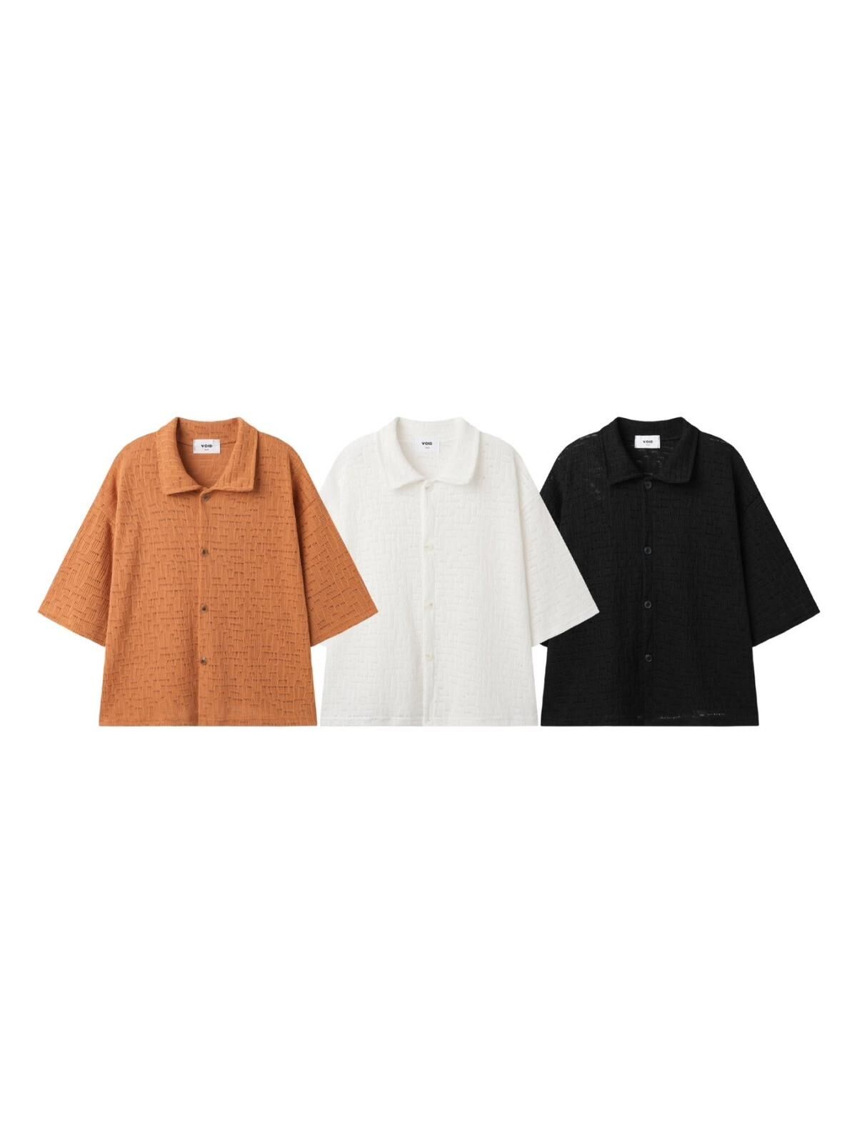 淨色格紋短袖恤衫 VOID-108S