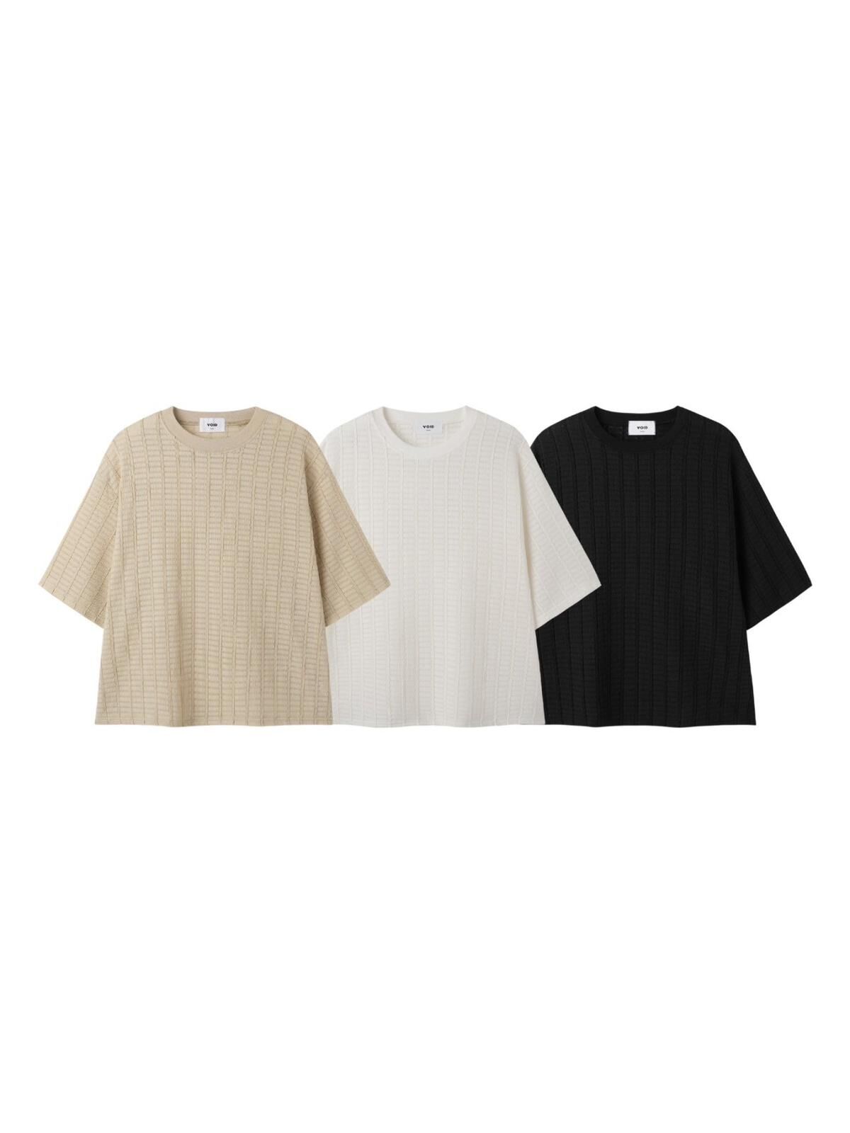 淨色暗紋短袖Tee VOID-109T