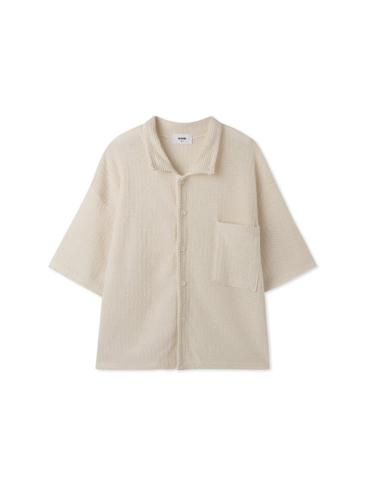 淨色暗紋短袖恤衫 VOID-110S