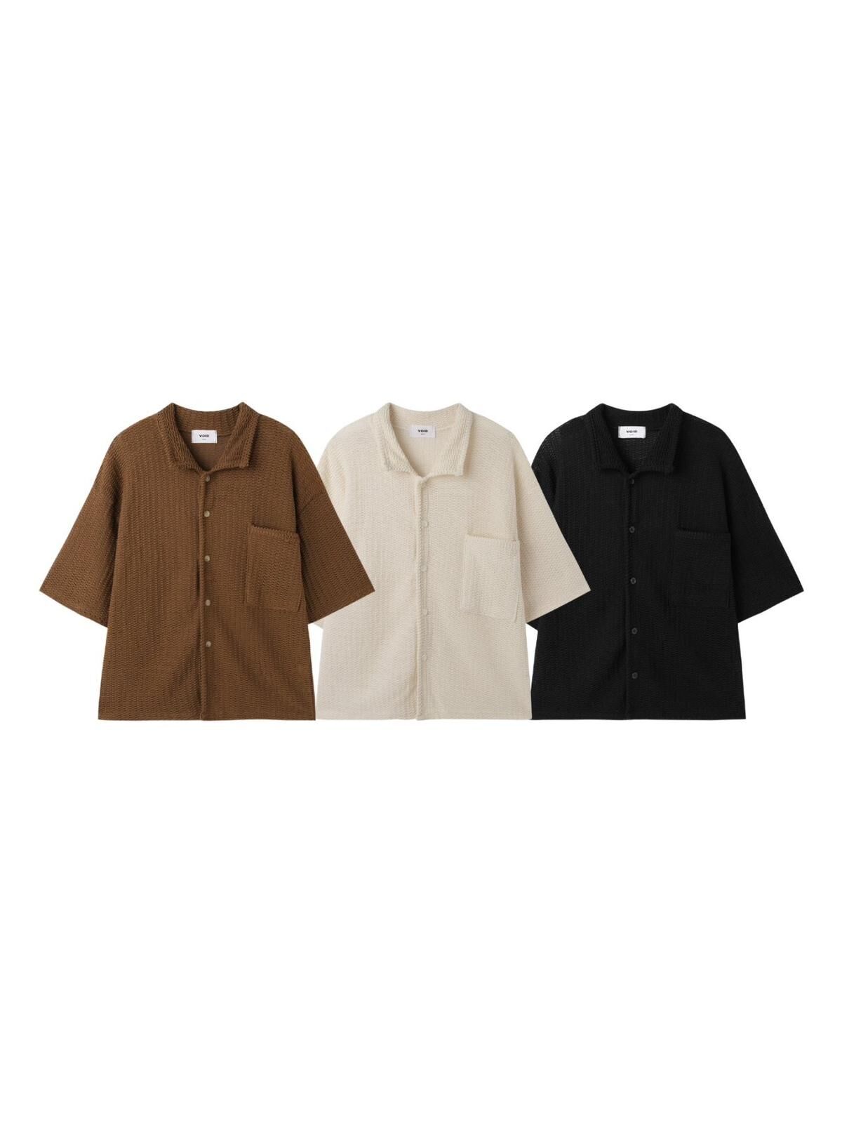 淨色暗紋短袖恤衫 VOID-110S