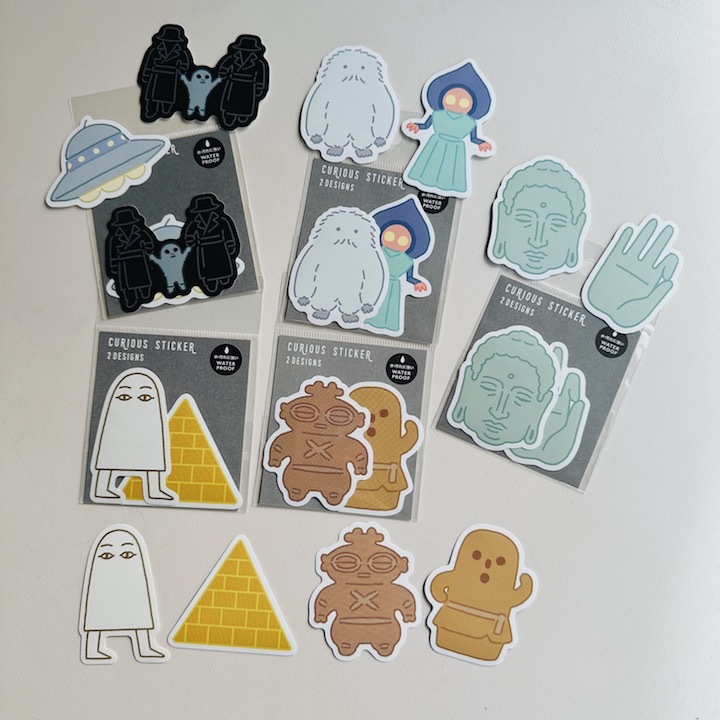 2入一組防水貼紙 幽浮 外星人 梅傑德 埃及金字塔 佛祖 土偶｜日本EL COMMUN