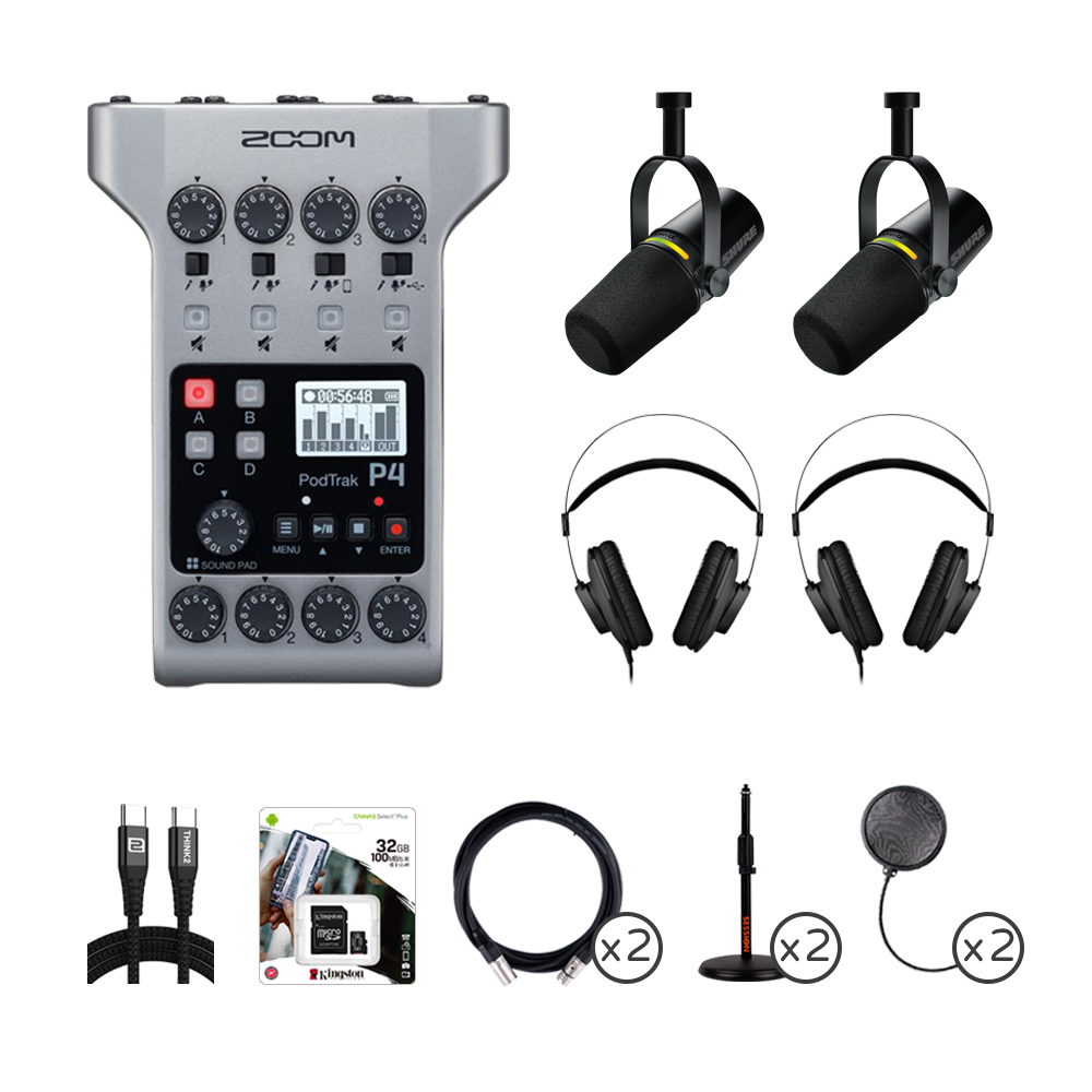 ZOOM PodTrak P4 & MV7+ 專業雙人 Podcast 錄音套組