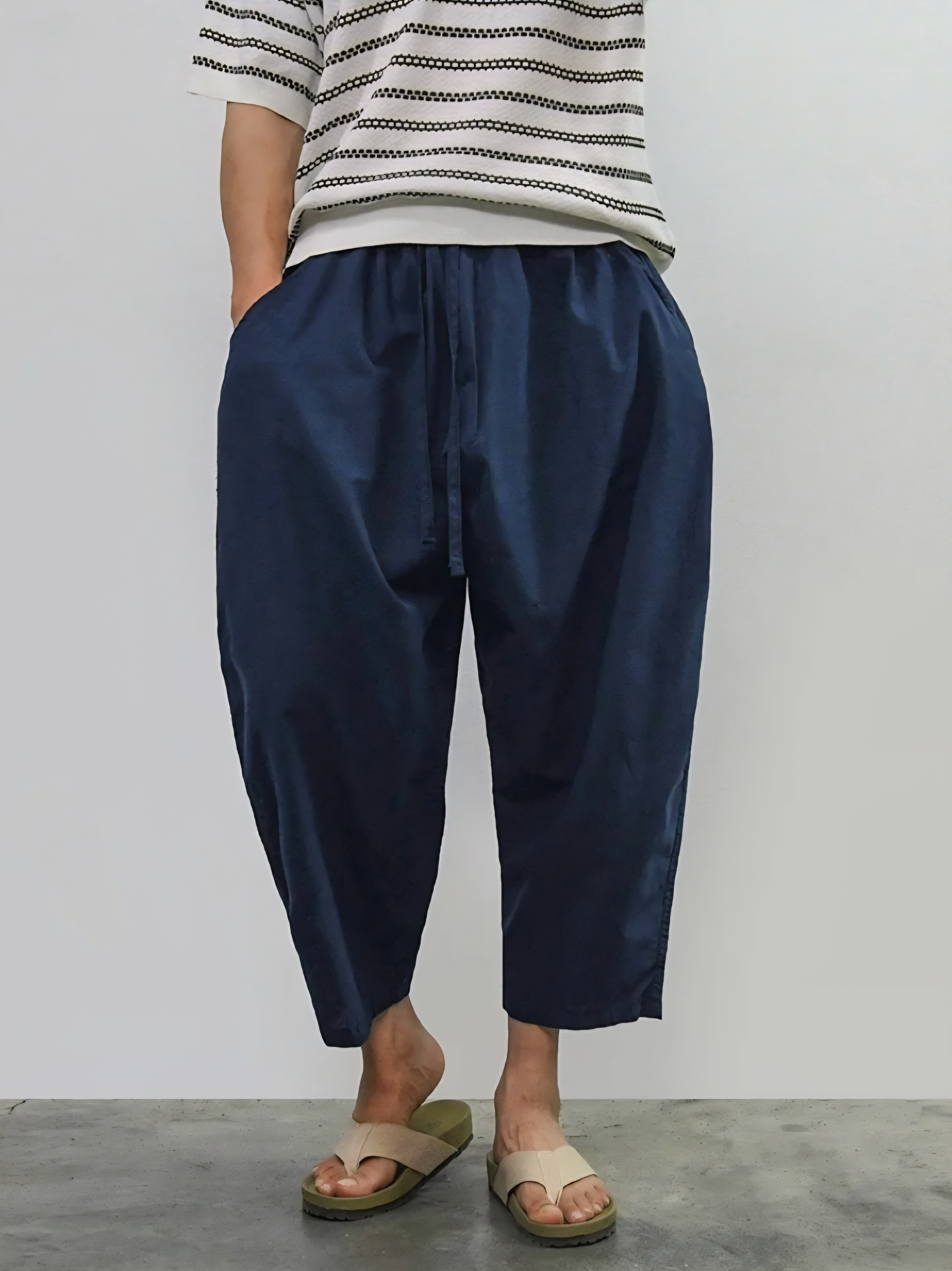 Kuanku亞麻九分氣球休閒褲