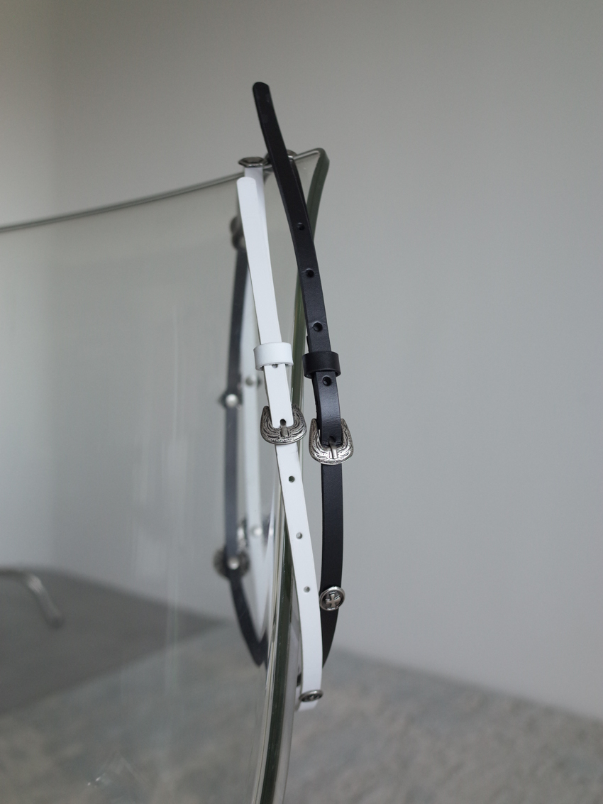 western-style vintage leather belt with metal hardware