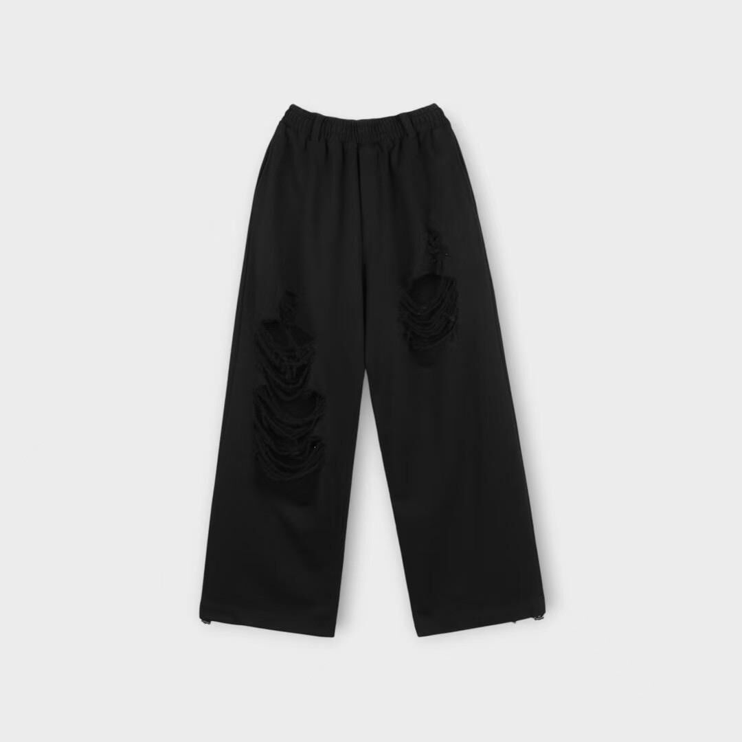 淨色破洞可束腳鬆身運動褲 taptaptap-068P