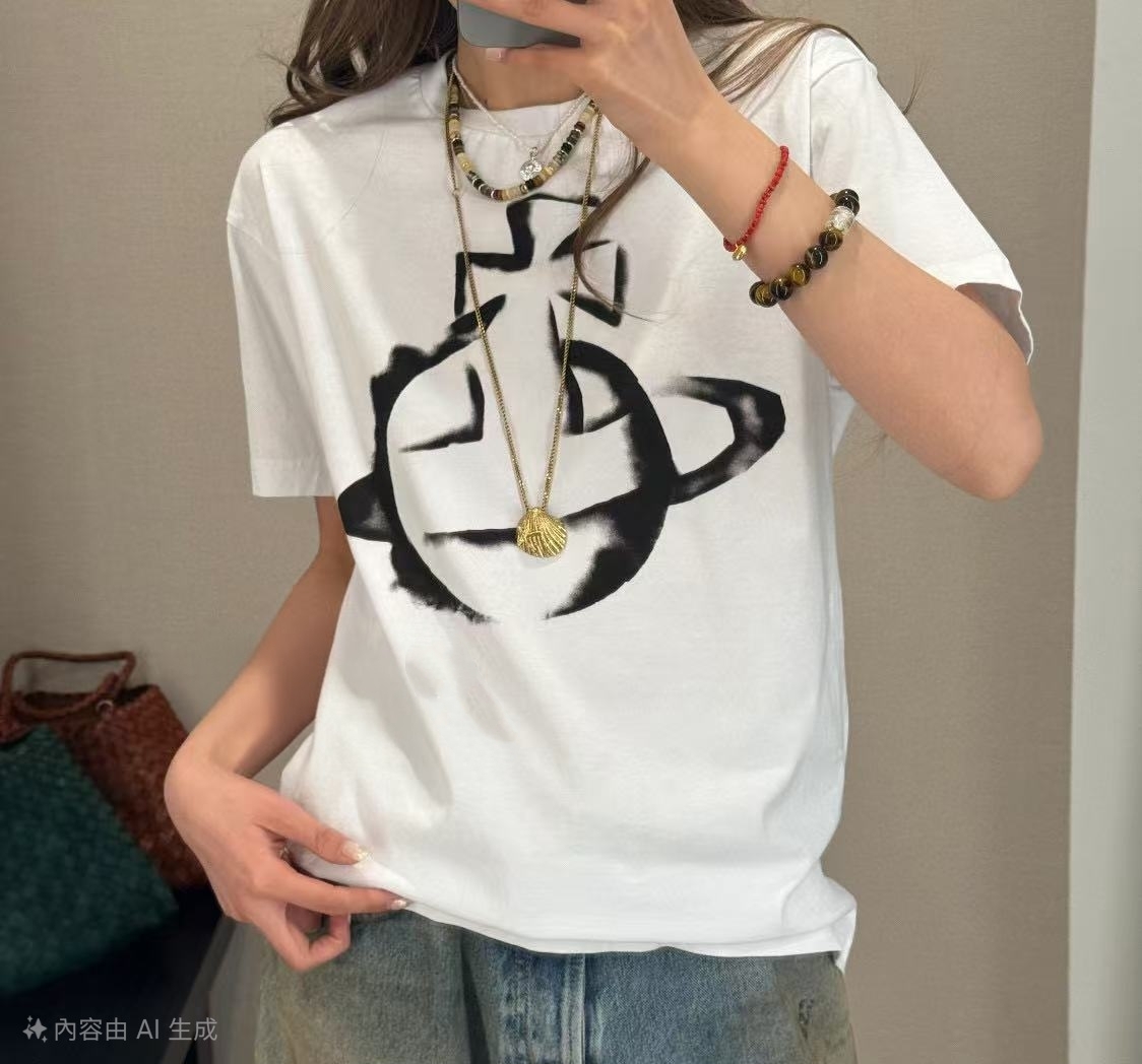 Vivienne Westwood 白色 塗鴉圖案 Tee 男女可穿