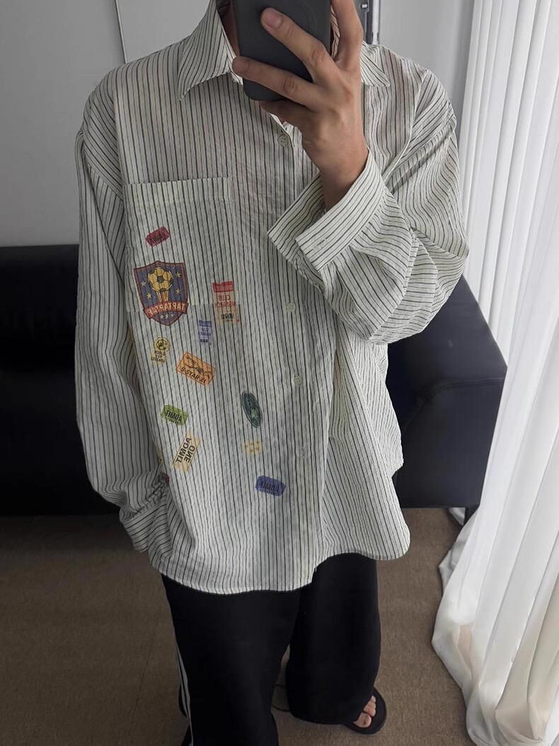 圖案直間長袖恤衫 taptaptap-078S