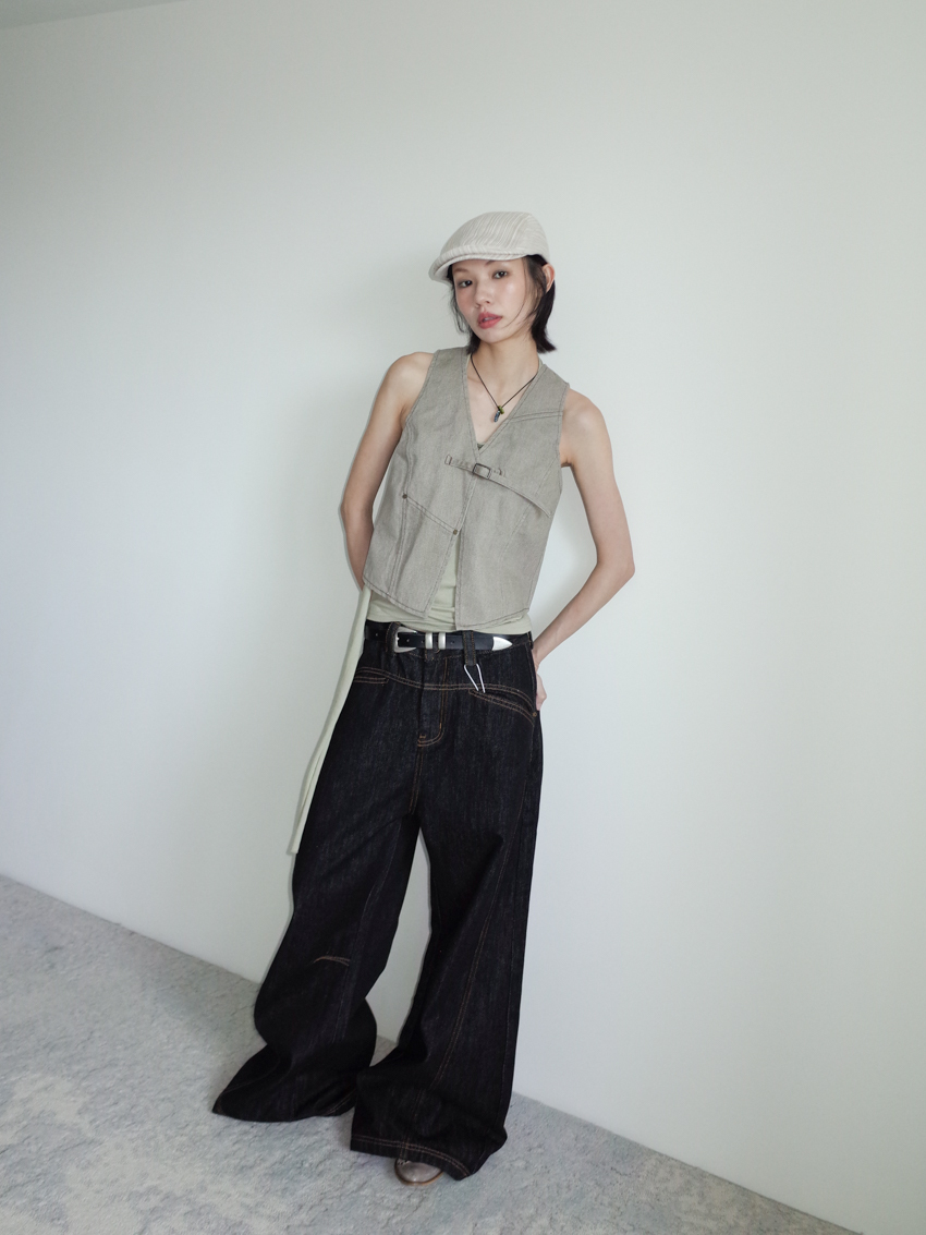 (UNISEX) premium cut heavyweight raw denim trousers