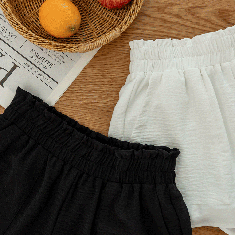 修身涼感花苞短褲-黑