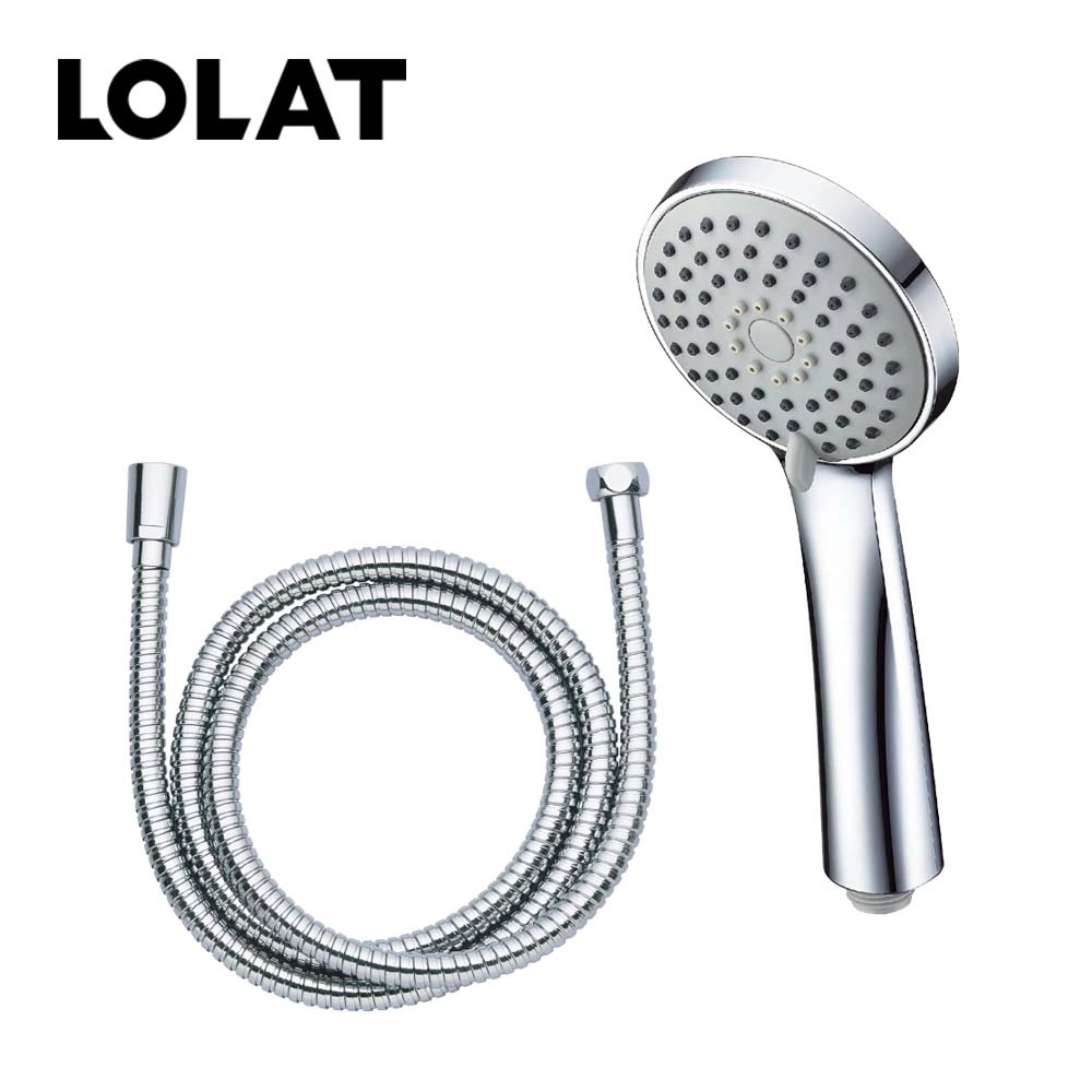 LOLAT三段式按摩低壓大流量蓮蓬頭組-鉻色HS330CP+軟管OS230