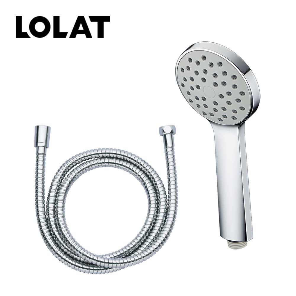 LOLAT單段式低壓大流量蓮蓬頭組-鉻色HS133CP+軟管OS230