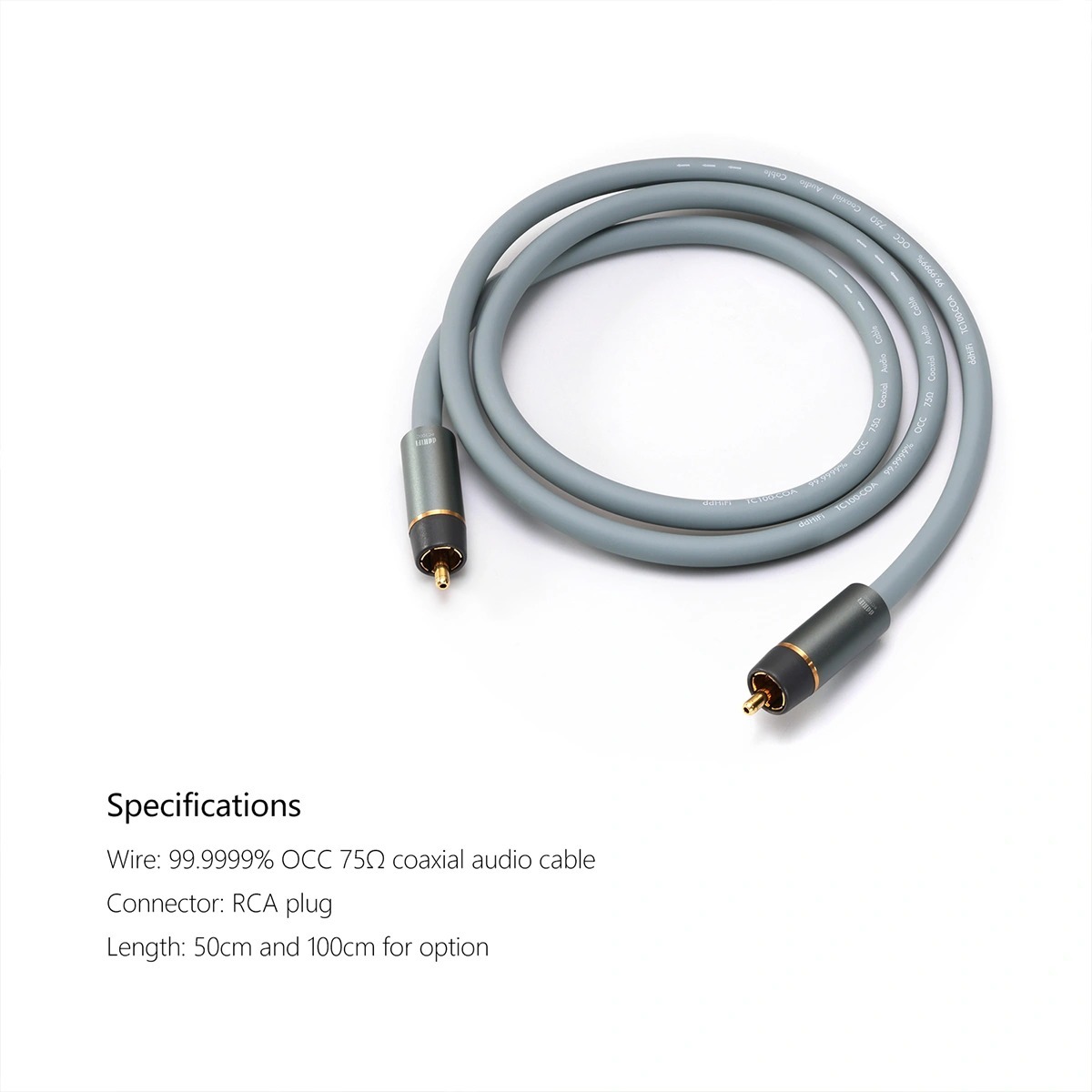 ddHiFi RC100C RCA Plug OCC Copper Coaxial Cable