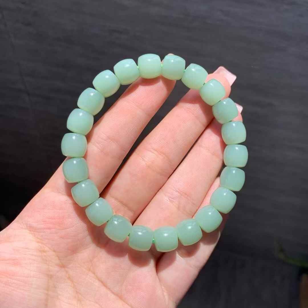 和田玉粉青直切手串 (9mm直徑),天然和田玉軟玉