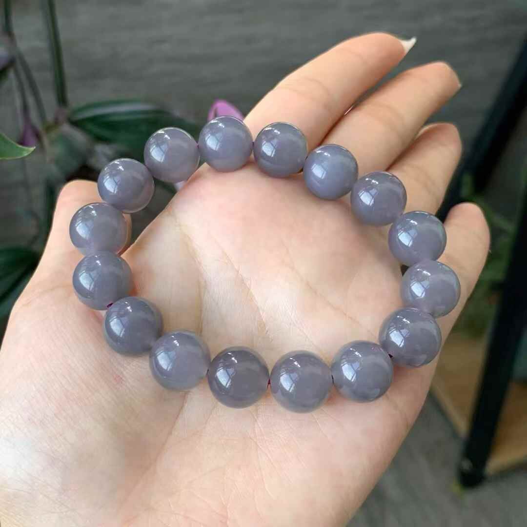 和田玉紫羅蘭手串,天然和田玉軟玉