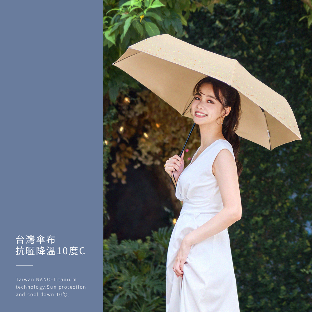 台灣傘布抗曬降溫10℃ Taiwan NANO-Titanium technology. Sun protection and cool down 10℃
