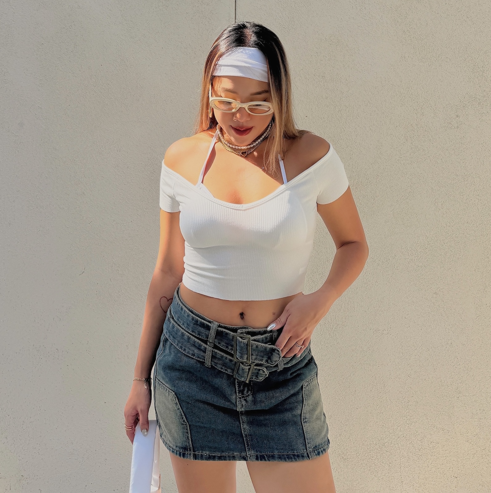 復古水洗高腰牛仔短裙