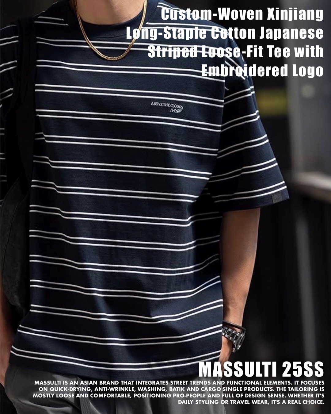 #預購 MASSULTI 25SS 定織 舒適 日系 復古 細條紋 刺繡短踢 四色