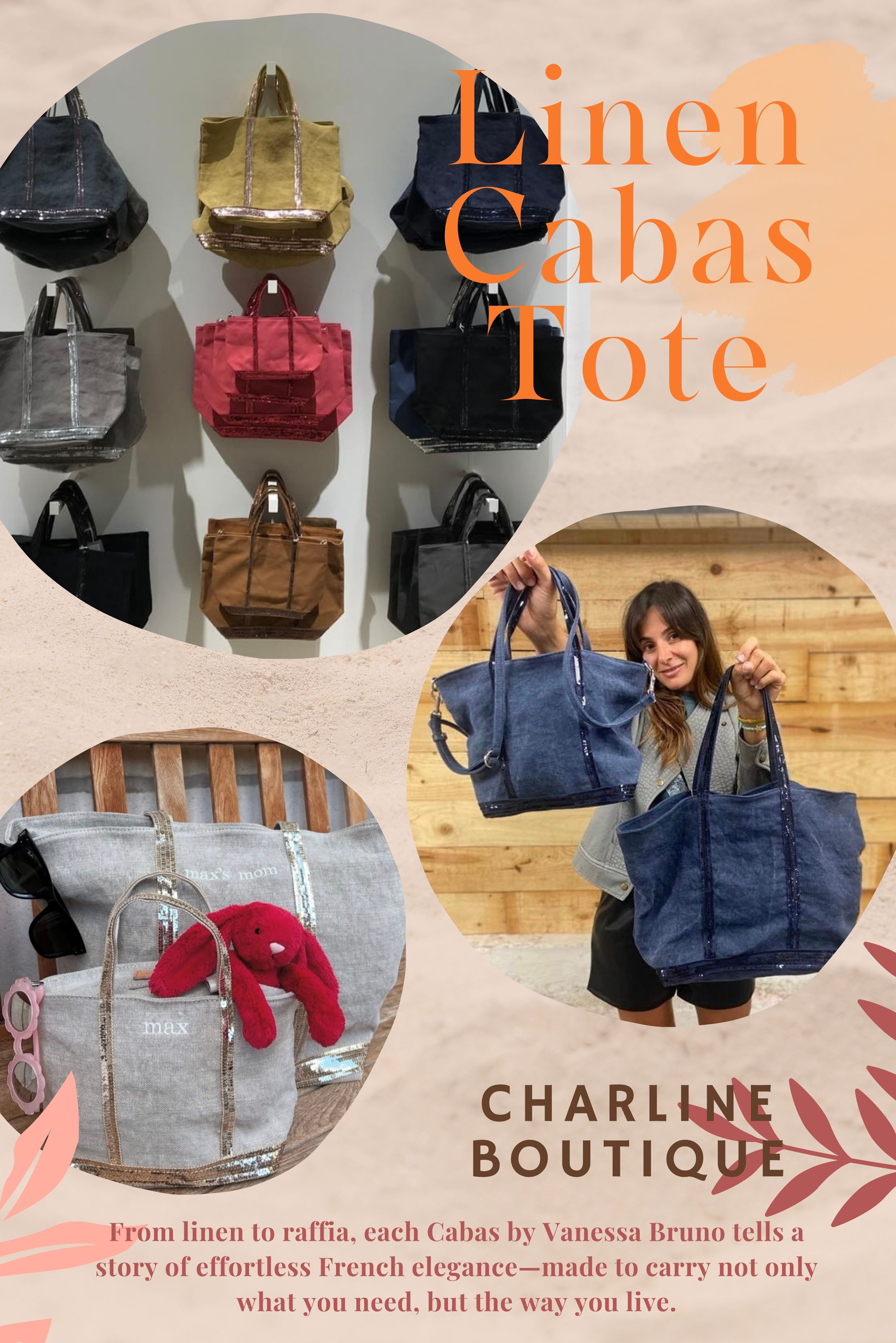 首先來介紹亞麻材質的 Cabas Tote，採用 Belgian Linen™ 認證的比利時亞麻製成，不僅耐磨、耐用，相較於等等介紹的帆布款來說包身更輕盈、質感柔軟，加上透氣度良好，非常適合夏季使用。而鬆弛感的包型設計，不論搭配休閒裝或文青風穿搭都能輕鬆駕馭，瞬間化身街頭時尚 Icon。想要慵懶的法式風格，選亞麻款準沒錯。亞麻款Linen 系列尺寸介紹共有五款：  Linen XS Zipped Cabas Tote： 尺寸約 17 × 26 × 10 cm，是五個尺寸中最小的迷你尺寸，以容量小巧為特色，可收納基本隨身物品。配有拉鍊開口與可拆式背帶，攜帶更方便，不僅大人可以斜揹也可以和小朋友們一起揹起母子包，非常可愛。    Linen S Zipped Cabas Tote：尺寸約 22 × 34.5 × 11 cm，是五個尺寸中第二小的迷你尺寸，同樣採用拉鍊開口設計，並附可拆卸肩帶。適合攜帶物品更略勝一籌、儘管是亞麻材質但也不會太垂墜感，喜歡給多元背法的嬌小女生使用喔。    Linen M Cabas Tote / Linen M Zipped Cabas Tote：尺寸約 29 × 42 × 15 cm，M尺寸的使用方式雖然只能手提，但卻有分有無拉鍊款兩種。有拉鍊設計的可以讓怕東西掉出來的族群們不用再煩惱，而沒有拉鍊設計的款式，內部一樣有拉鍊內袋，可以放些較為重要的東西。M的尺寸內容量已經非常豐富，若是平常簡單的外出上班這款的尺寸已經非常夠用，非常推薦給身高適中，也想找容量適中的女孩們。    Linen L Zipped Cabas Tote：尺寸約 34 × 49 × 18 cm，大容量設計加上拉鏈開口，輕鬆收納筆電、換尿布包等大型物品，放再多也不用擔心掉出來。這個尺寸堪稱是最多人喜愛的尺寸，因為亞麻材質的垂墜感將法國氛圍展露無遺，加上法國女孩通常身形偏高瘦正好就是喜歡這樣背起來的慵懶感，所以這個尺寸可以說是最多人購入的喔！    Linen XL Cabas Tote：尺寸約 36 × 53 × 19 cm，是亞麻系列中最大的一個尺寸，大開口設計適合忙碌的生活型女性，能同時攜帶日常用品與額外需求，實用性極高。若您是需要來一場輕旅行的人們呀，那這個尺寸絕對適合全部放入三天兩夜的所有所需物品喔！對於以上這五種尺寸的分析，是不是有了初步的認識了呢？