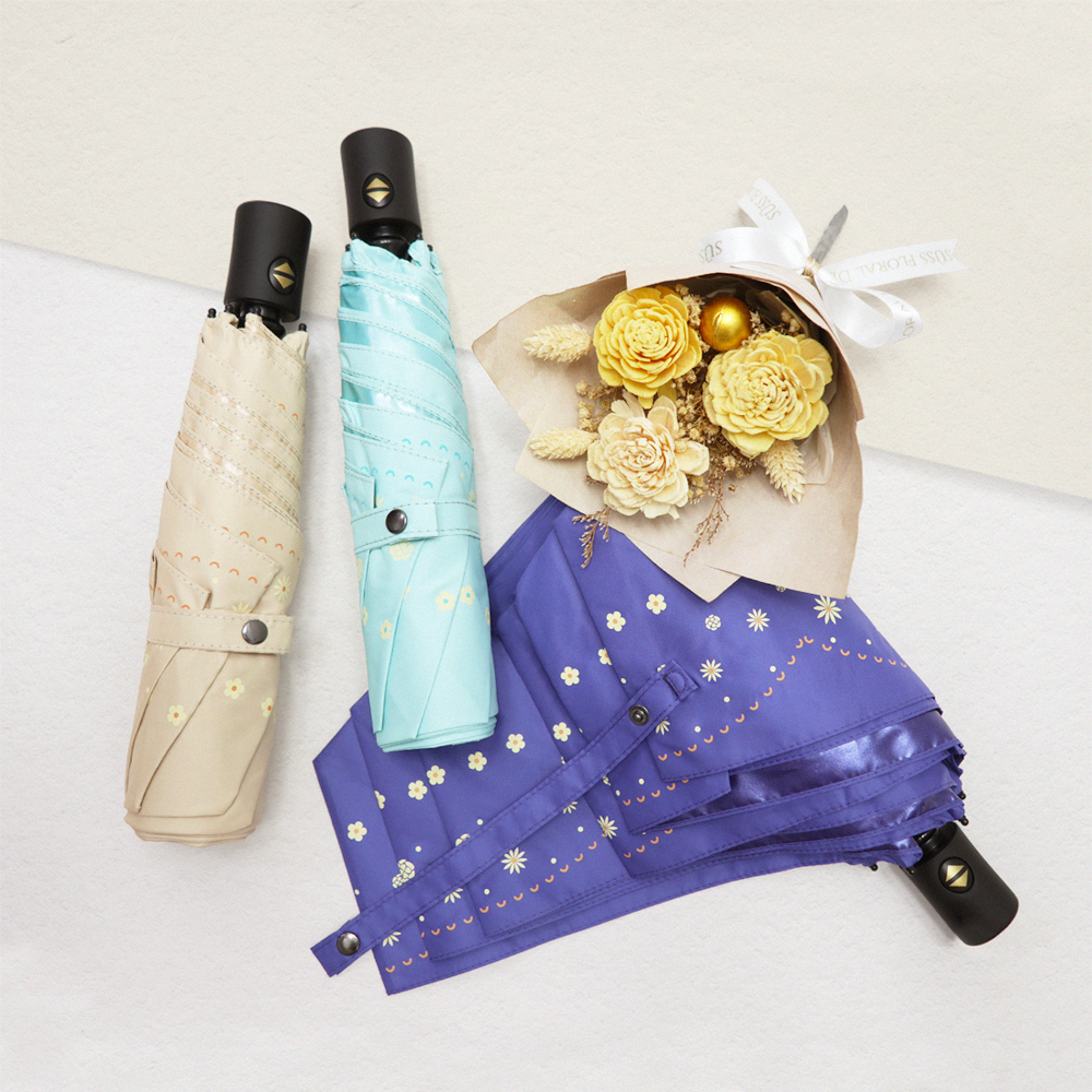 環保紗降溫10℃自動傘水玉,三色展示:水綠、杏色、藍紫