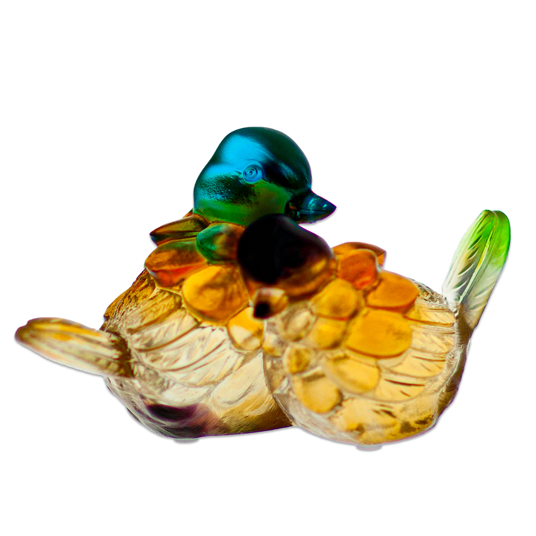 琉璃擺飾文鎮｜鴛鴦比翼永結同心 居家開運典雅收藏首選