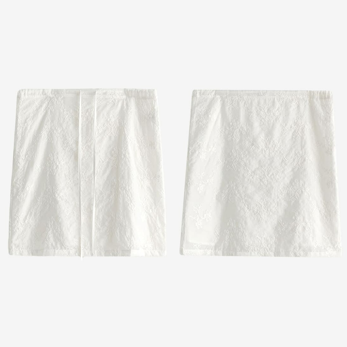 韓國Cherrykoko授權 花園綻白綁帶刺繡透紗短裙