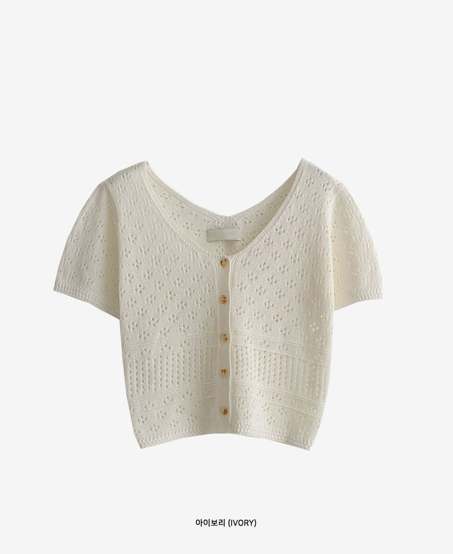 韓國Cherrykoko授權 密語織影復古簍空排釦針織上衣