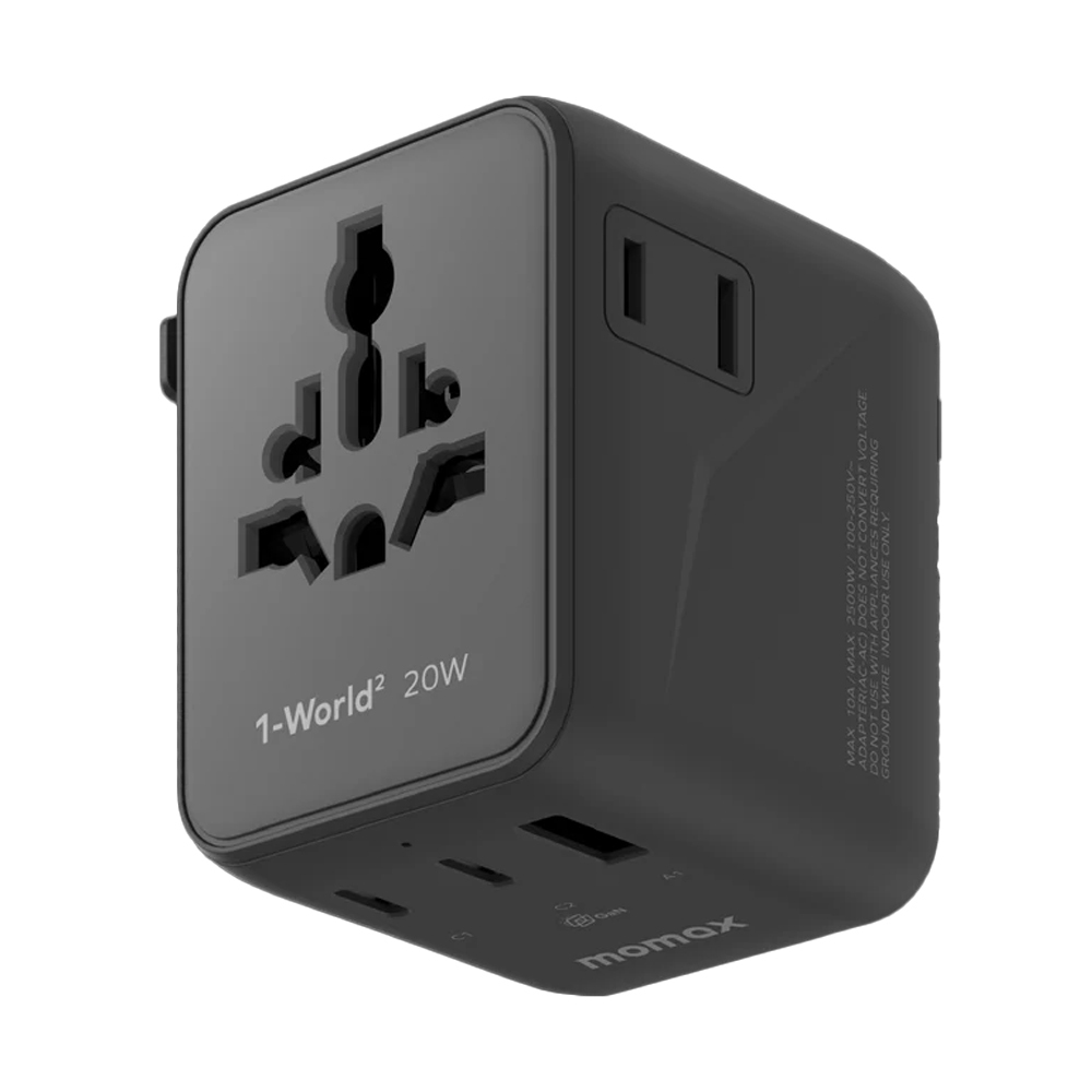 MOMAX - 1-World² 20W 三接口旅行充電插座｜(黑色/白色)