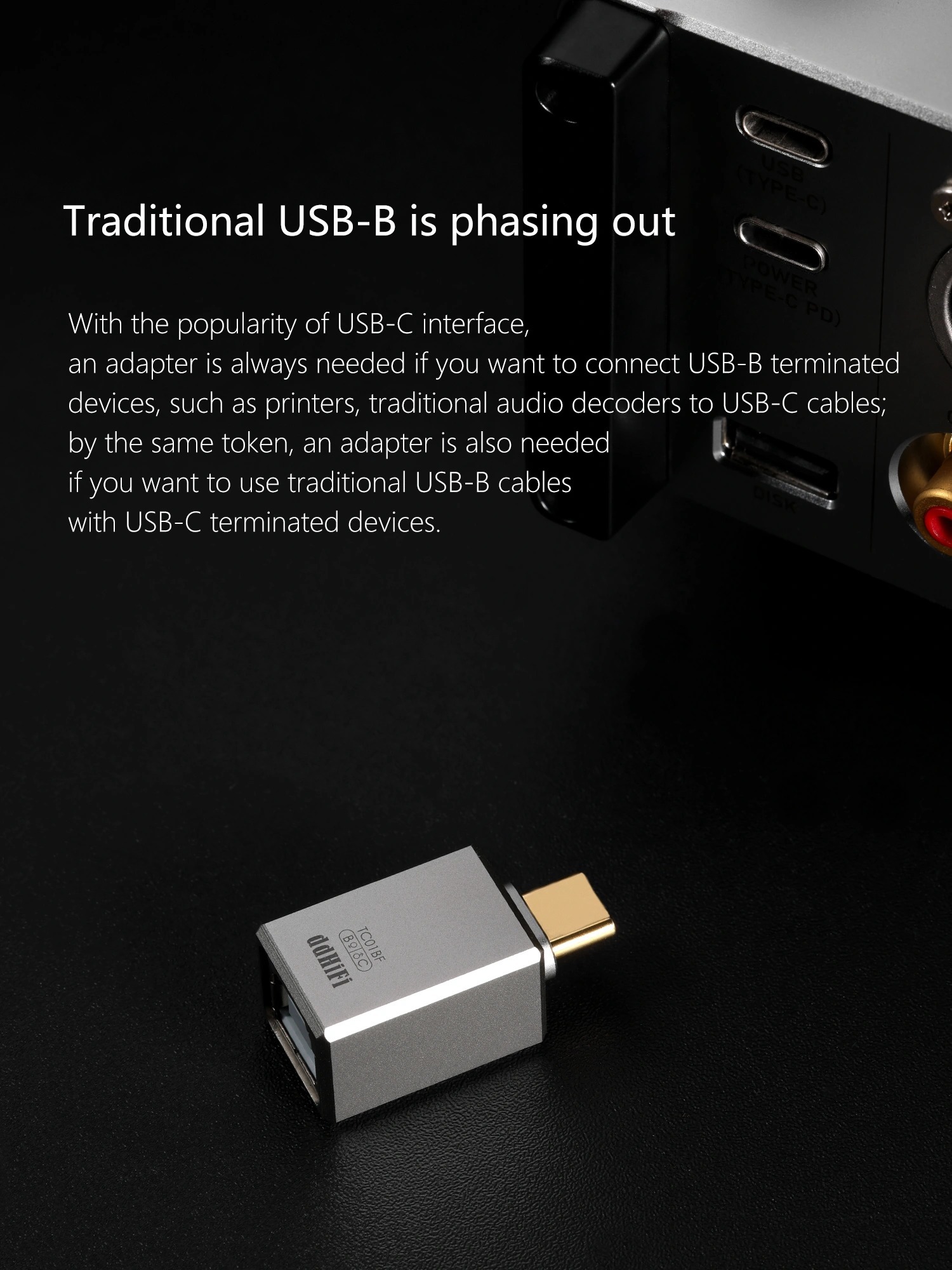 ddHiFi TC01B/TC01BF USB-B/USB-C Converter