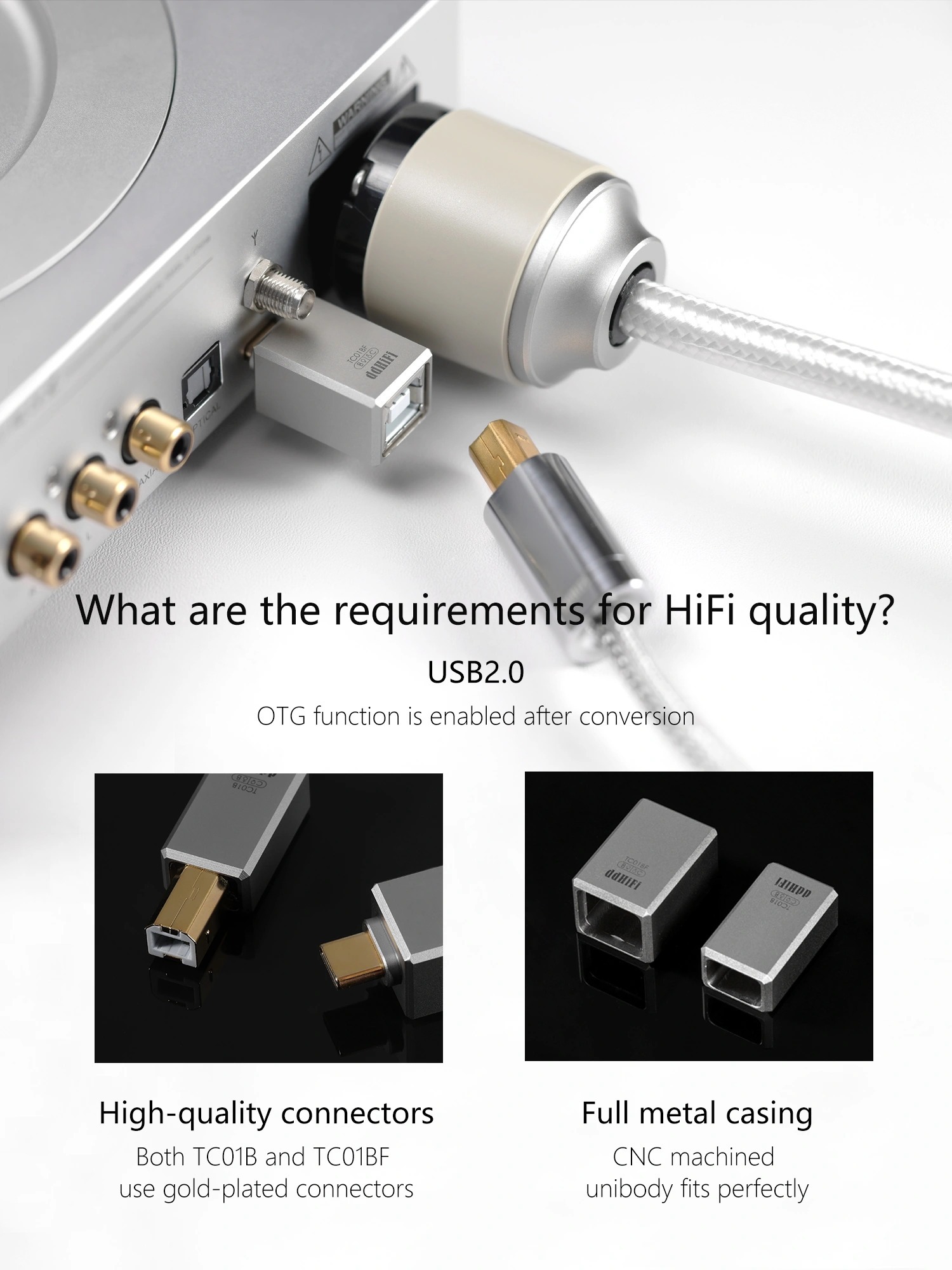 ddHiFi TC01B/TC01BF USB-B/USB-C Converter