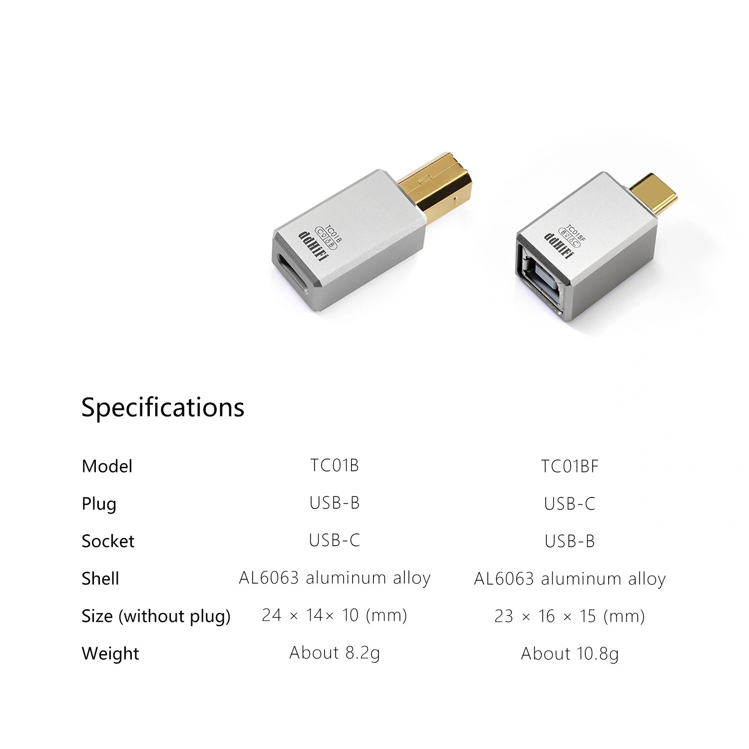 ddHiFi TC01B/TC01BF USB-B/USB-C Converter