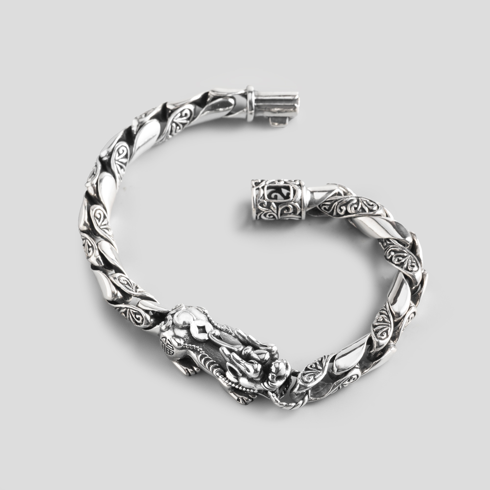 925純銀扭轉貔貅手鍊