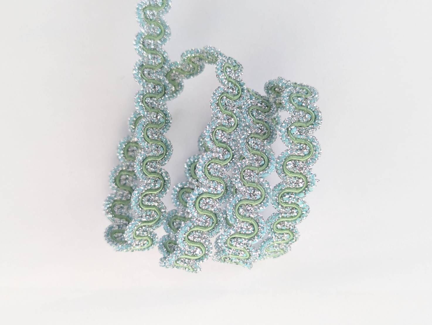 花飾織帶183/珠光藍綠迴紋