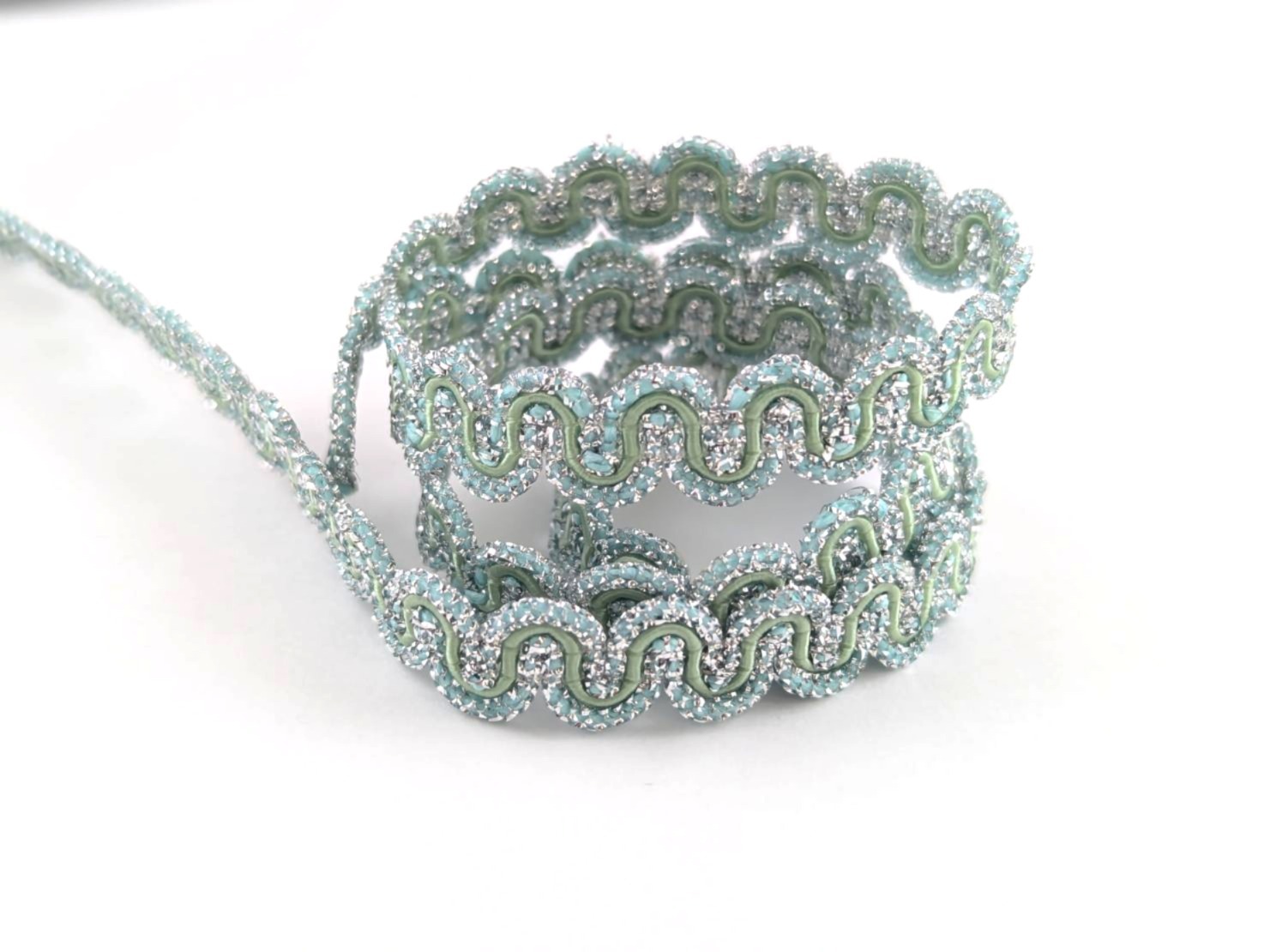 花飾織帶183/珠光藍綠迴紋