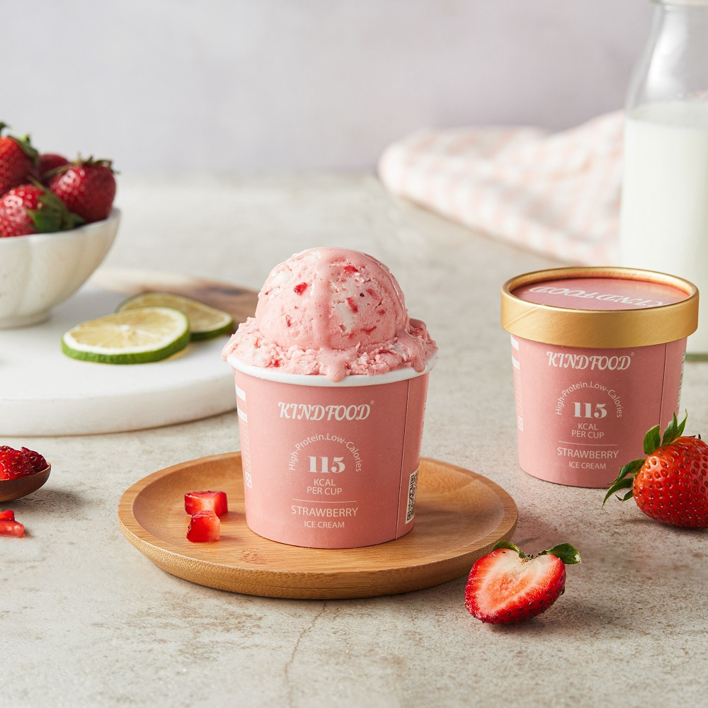 Kindfood 輕盈蛋白草莓鮮果冰淇淋80g (急凍 -18°C)