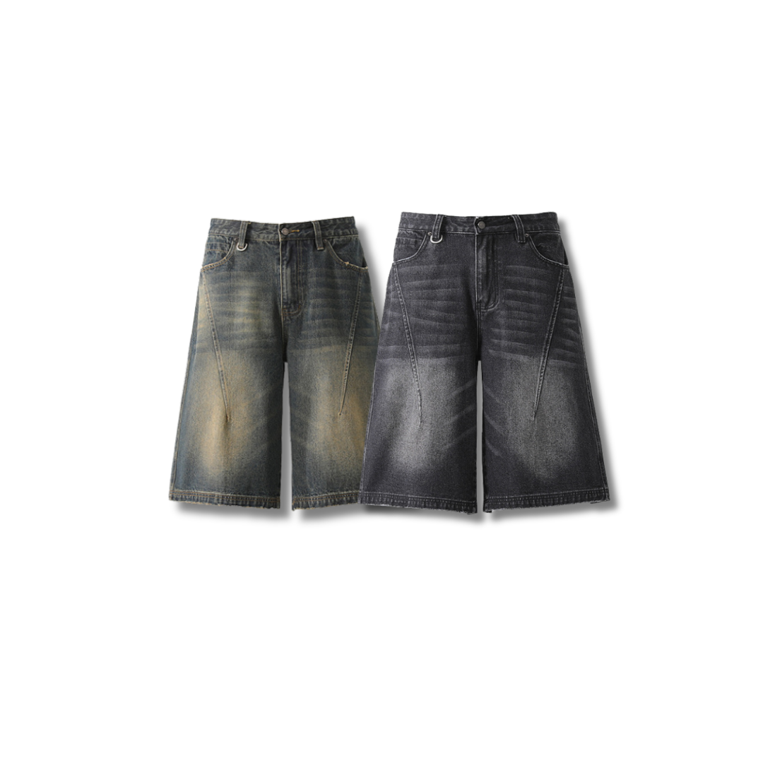 D.CLOSET 寬鬆 括腿 打摺牛仔褲 SS06