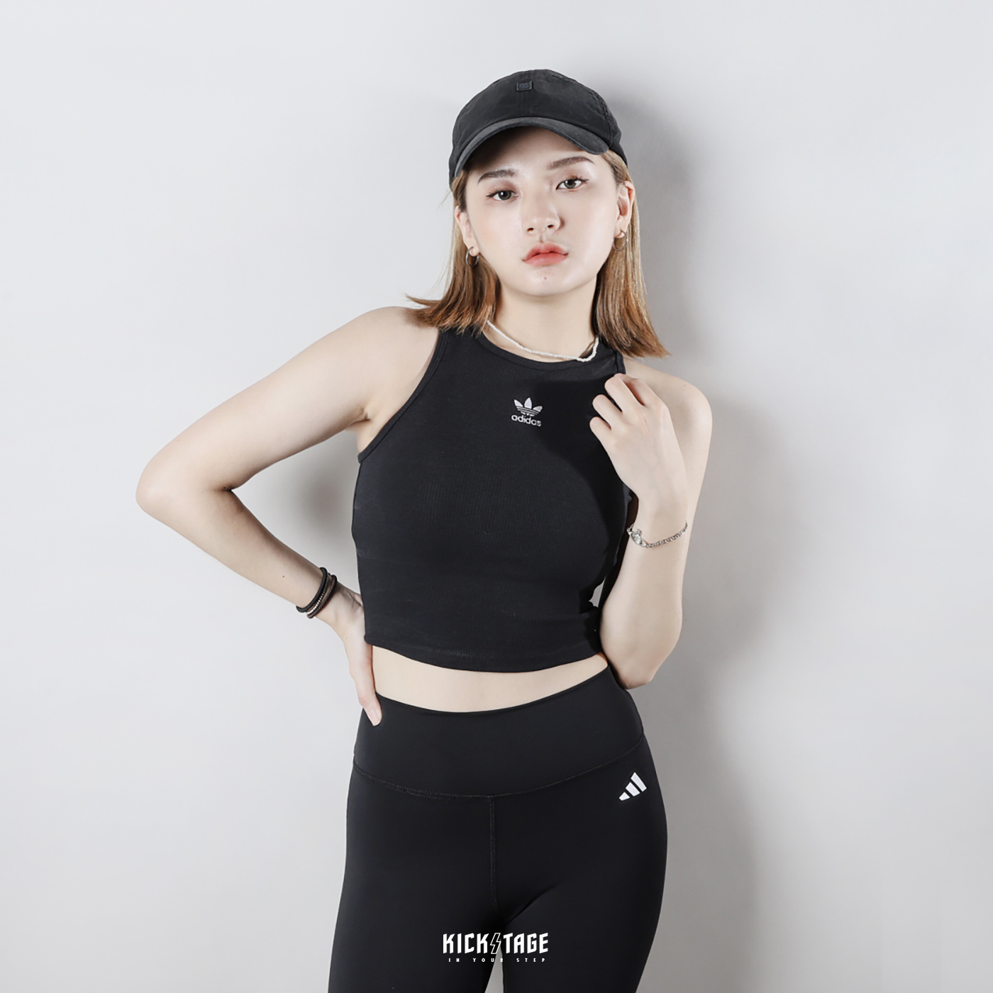 女款 ADIDAS ESSENTIALS RIB TANK 黑 白 咖 三葉草 刺繡 羅紋 短版 運動 背心【IJ8251/JC9009/JC9007】