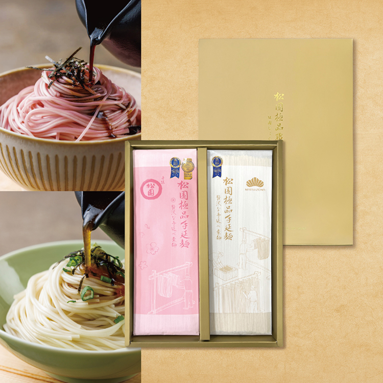 花筏之韻禮盒｜極品手延麵-芙蓉麵(3入)、圓緣麵(3入)