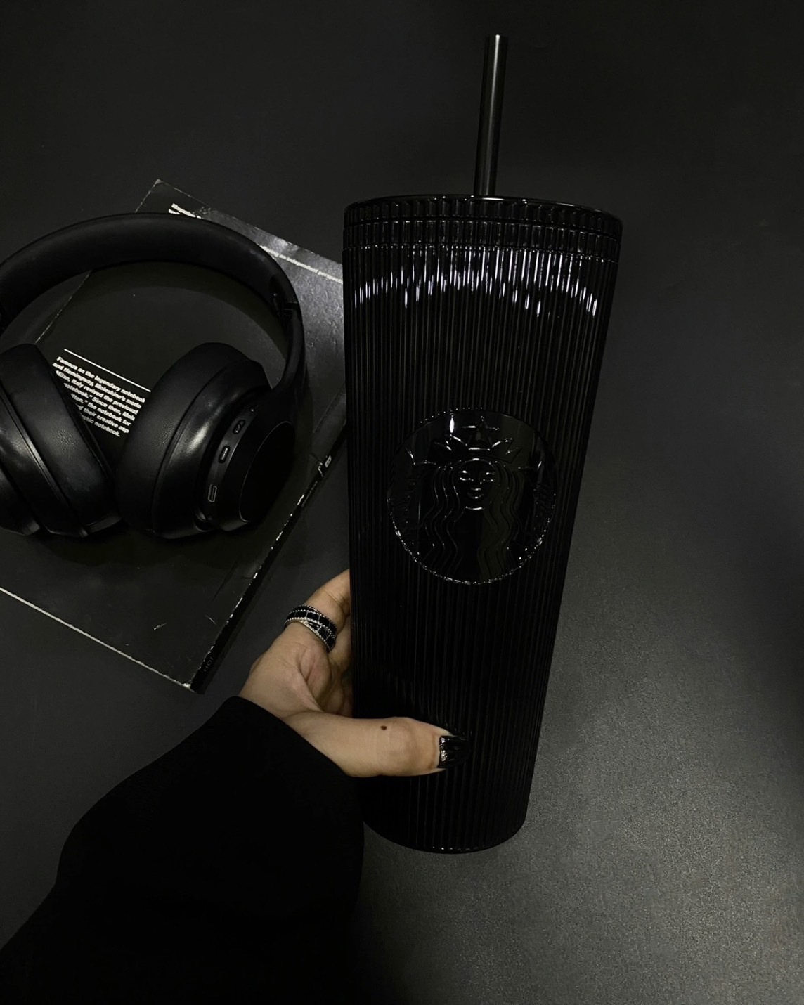 <帥>Starbucks all black 星巴克 耐熱 吸管杯 大容量 黑武士