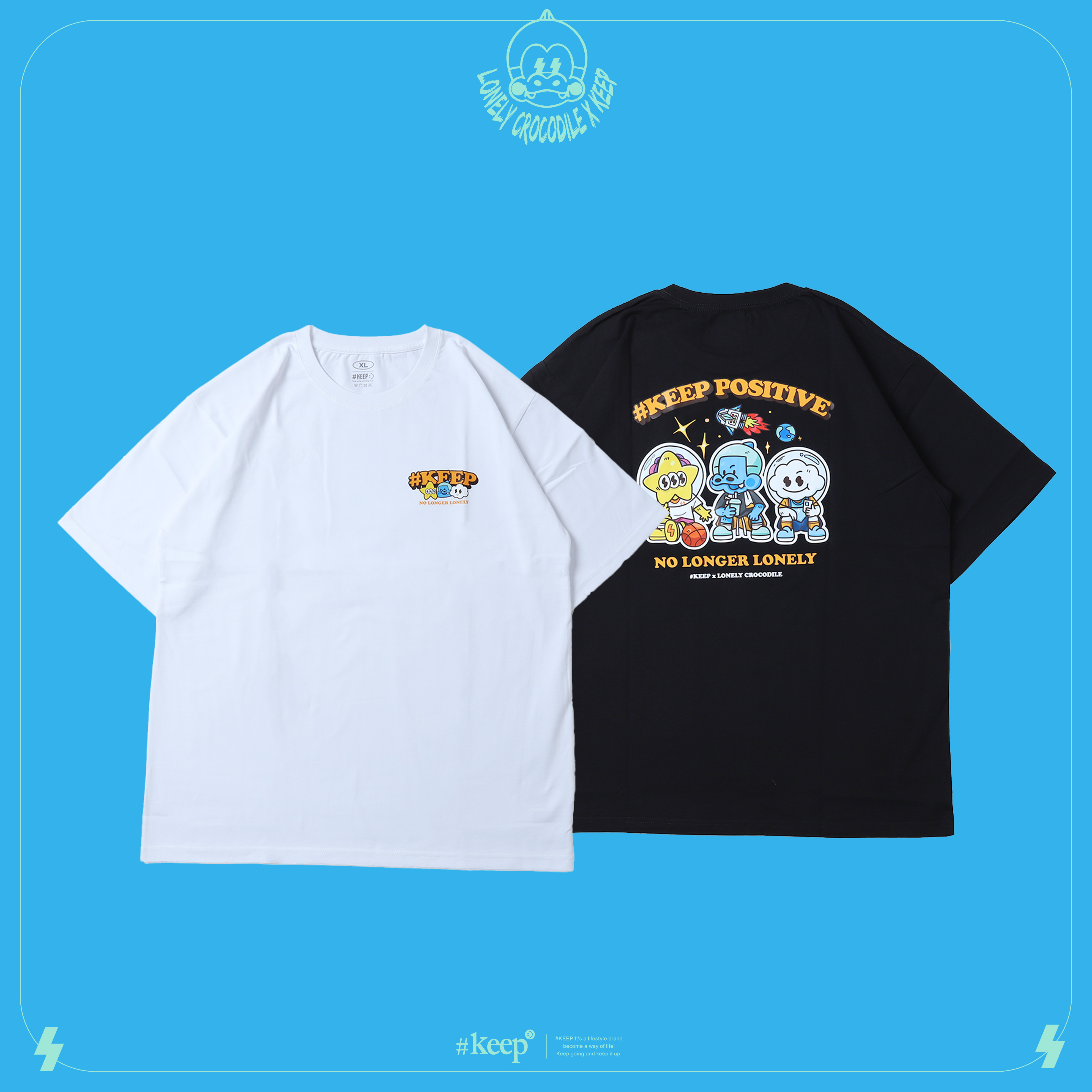 文博限定價 #KEEP POSITIVE X Lonely Crocodile 白色 黑色 聯名款 寂寞鱷魚 宇宙星球 短TEE【KS303】