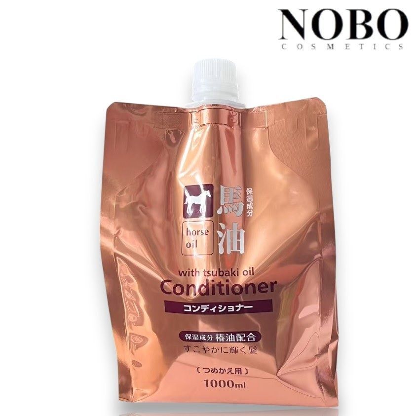 熊野油脂 馬油頭髮修護霜補充裝 [馬油+椿油] 1000ml (平行進口)