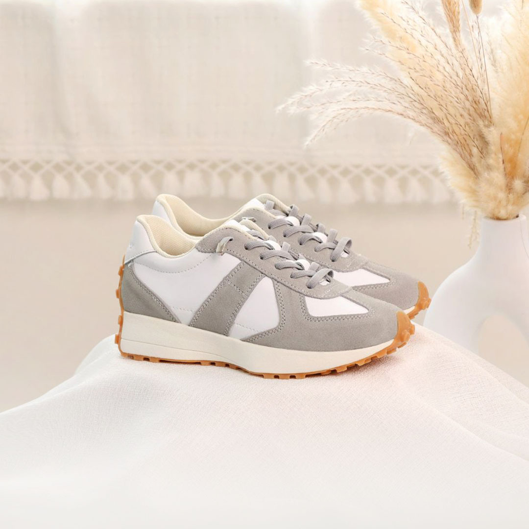 波妮・運動休閒鞋 水泥灰(真皮女鞋/不磨腳/防滑靜音)