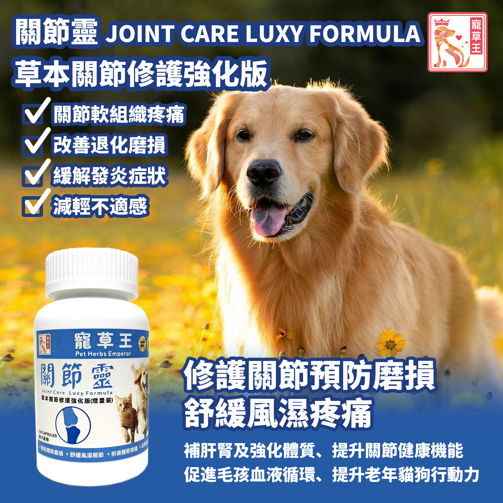 寵草王 - 關節靈120粒裝膠囊 (貓狗適用)