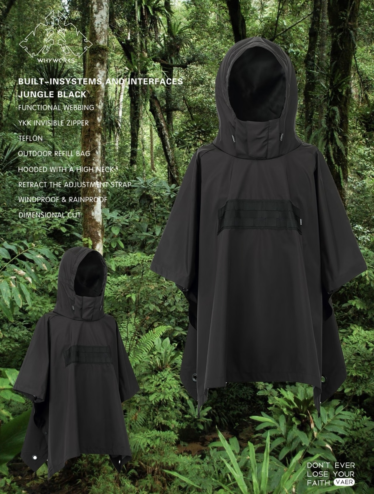 WHYWORKS 賽博朋克機能暗黑忍者披肩斗篷