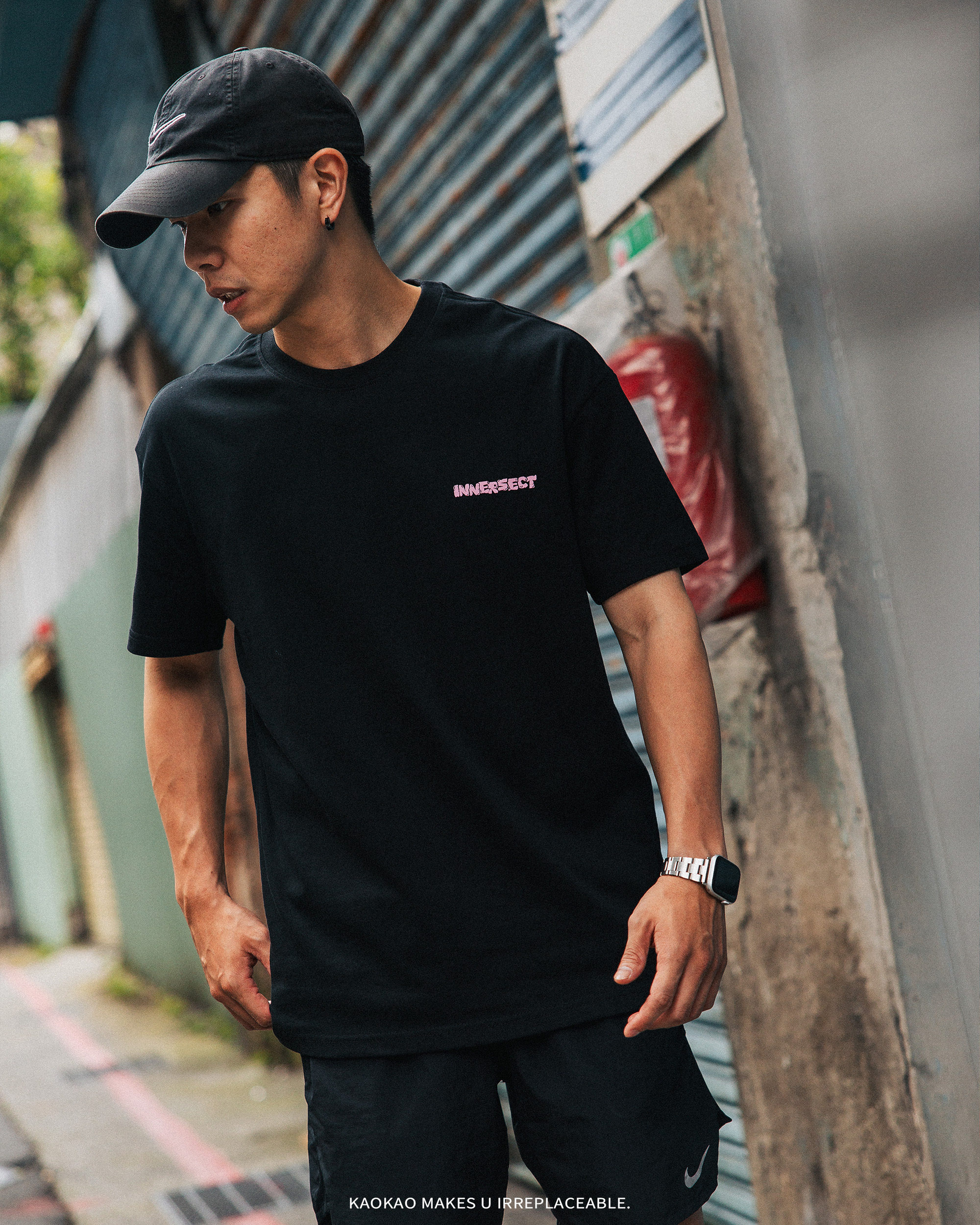 INNERSECT 可愛塗鴉字體 街頭印花短踢 INN24FWTTE306