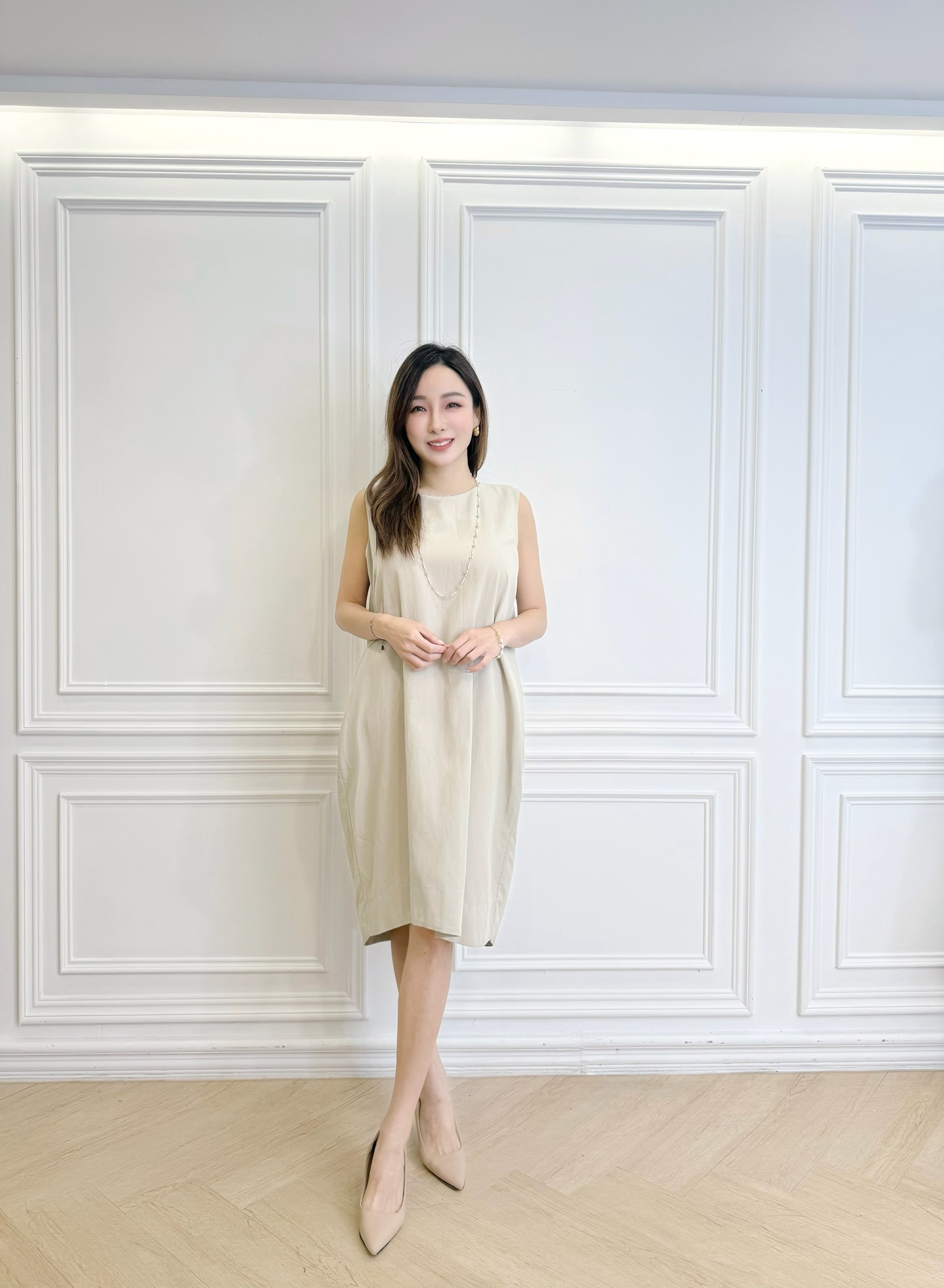 棉麻口袋背心洋裝