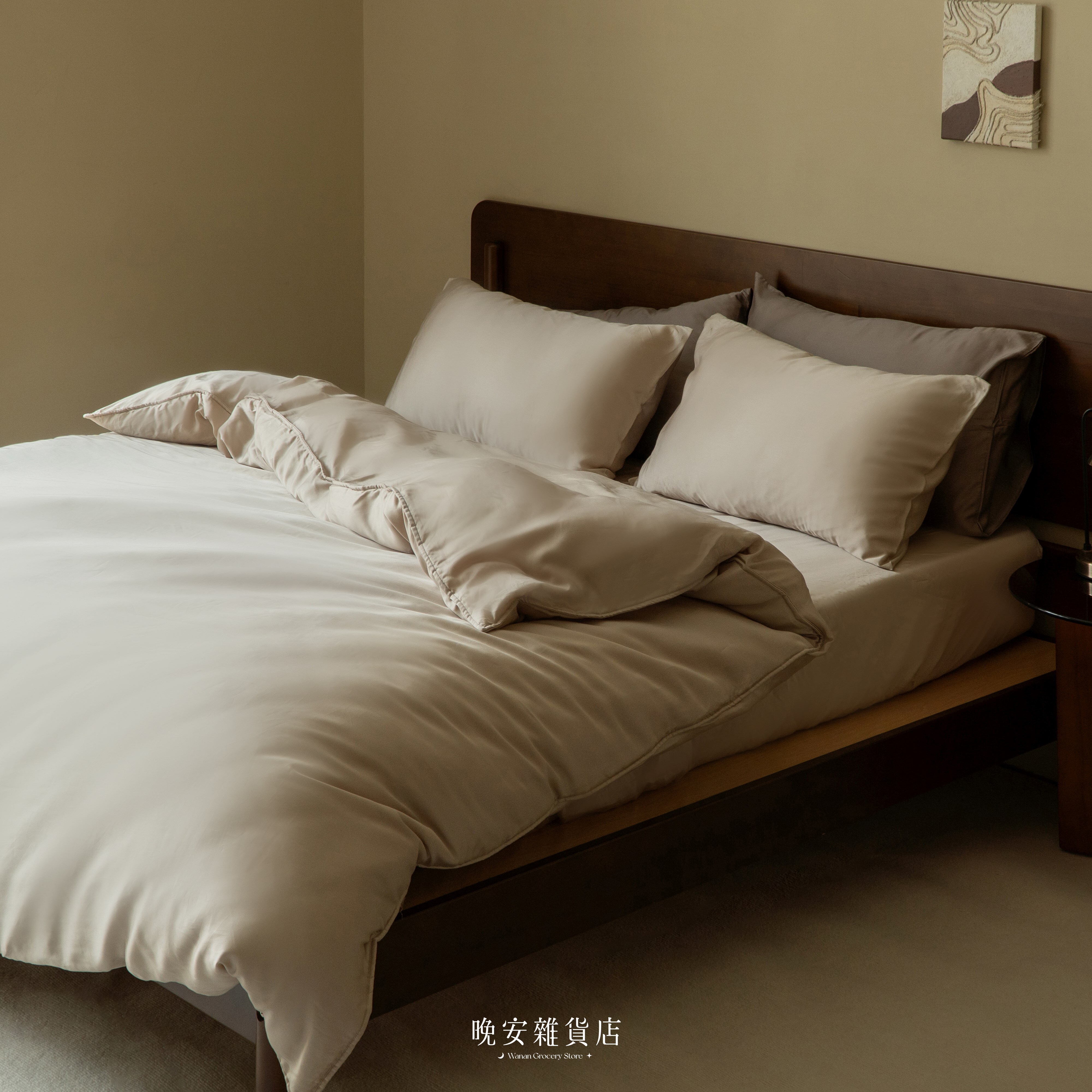 【100%TENCEL天絲™米灰色】60支天絲兩用被床包(僅宅配)