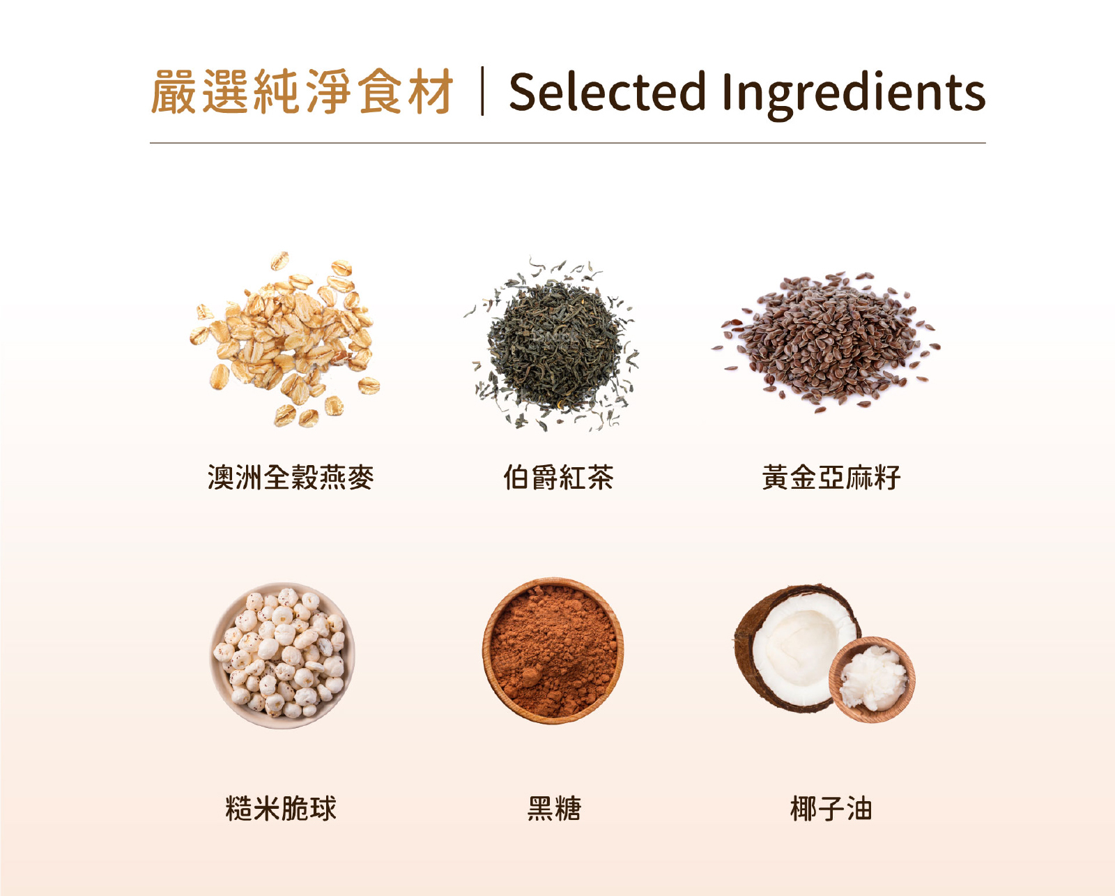 嚴選澳洲全穀燕麥、英式伯爵茶、及美味堅果