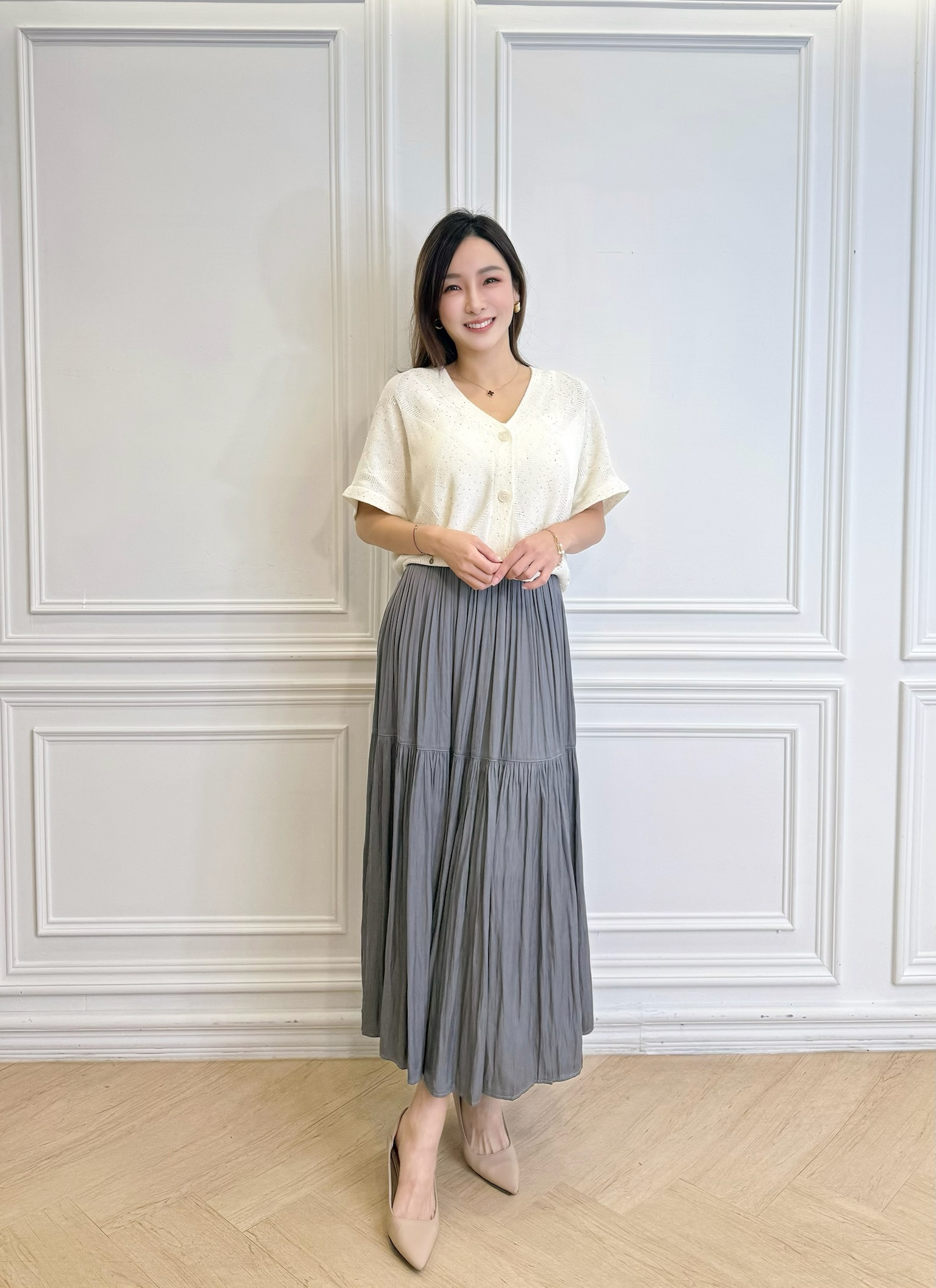 細緻光澤層次感傘裙